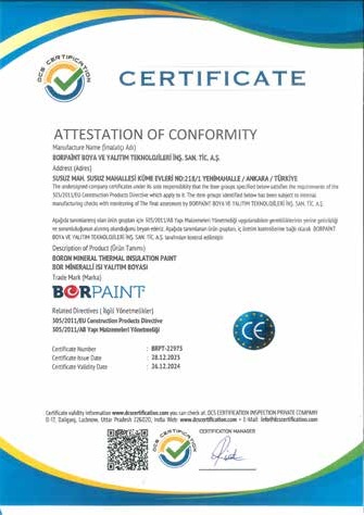 BORPAINT certificate of conformity